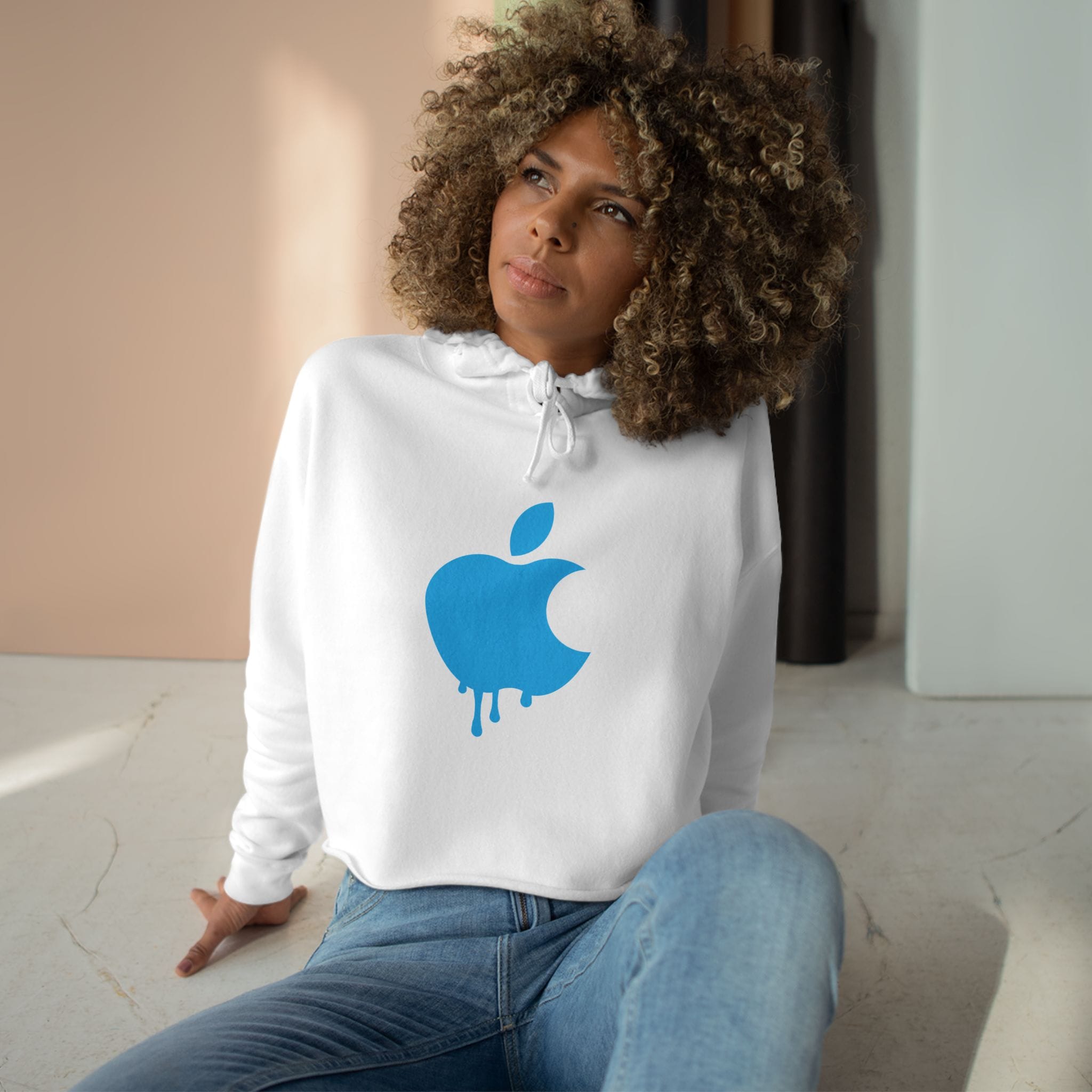 Cropped Hoodie — Drip Apple Logo Front & 'NEW YORK 30' Back - Image 3