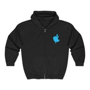 New York Basketball Zip Hoodie — Blue Apple Drip Logo & Graphic Text