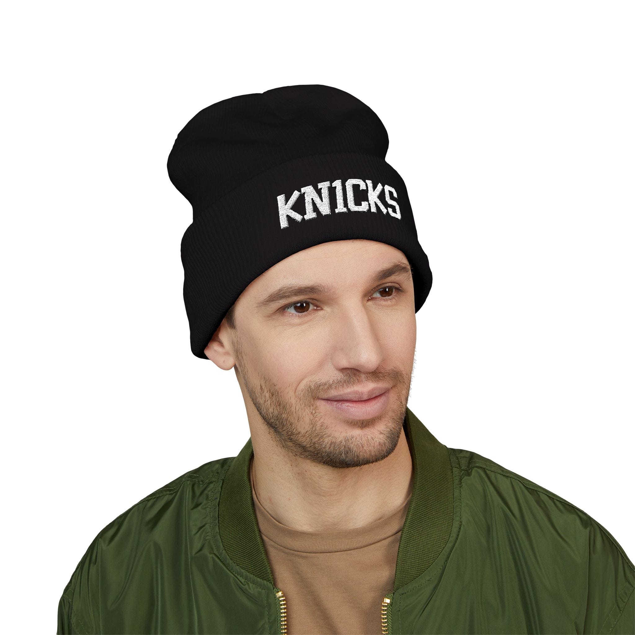 Kn1cks Embroidered Cuffed Beanie - NY Basketball Knit Streetwear - Image 5