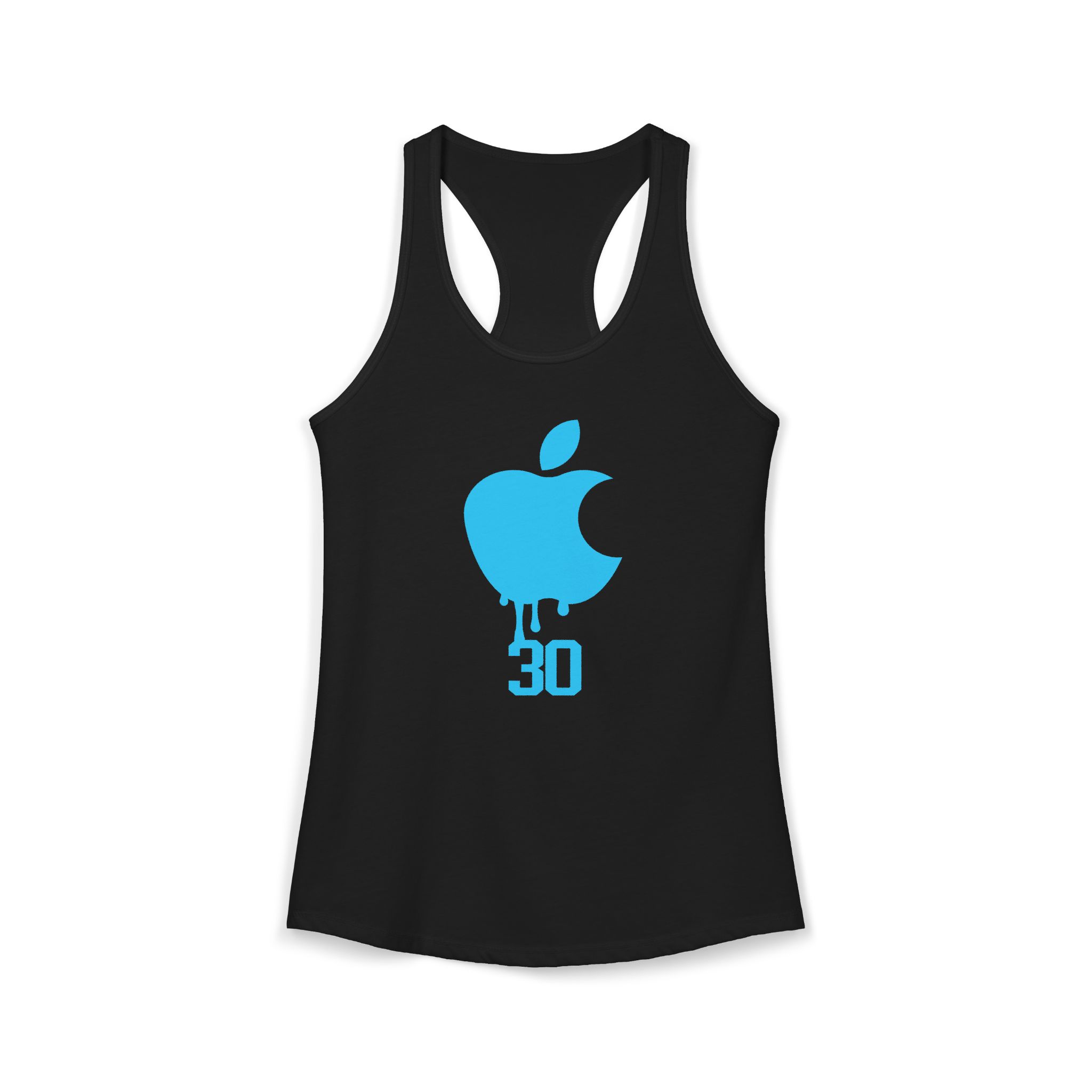 NY Blue Apple Drip Racerback Tank — New York Basketball Trendy Black Tank for Fans 🩵