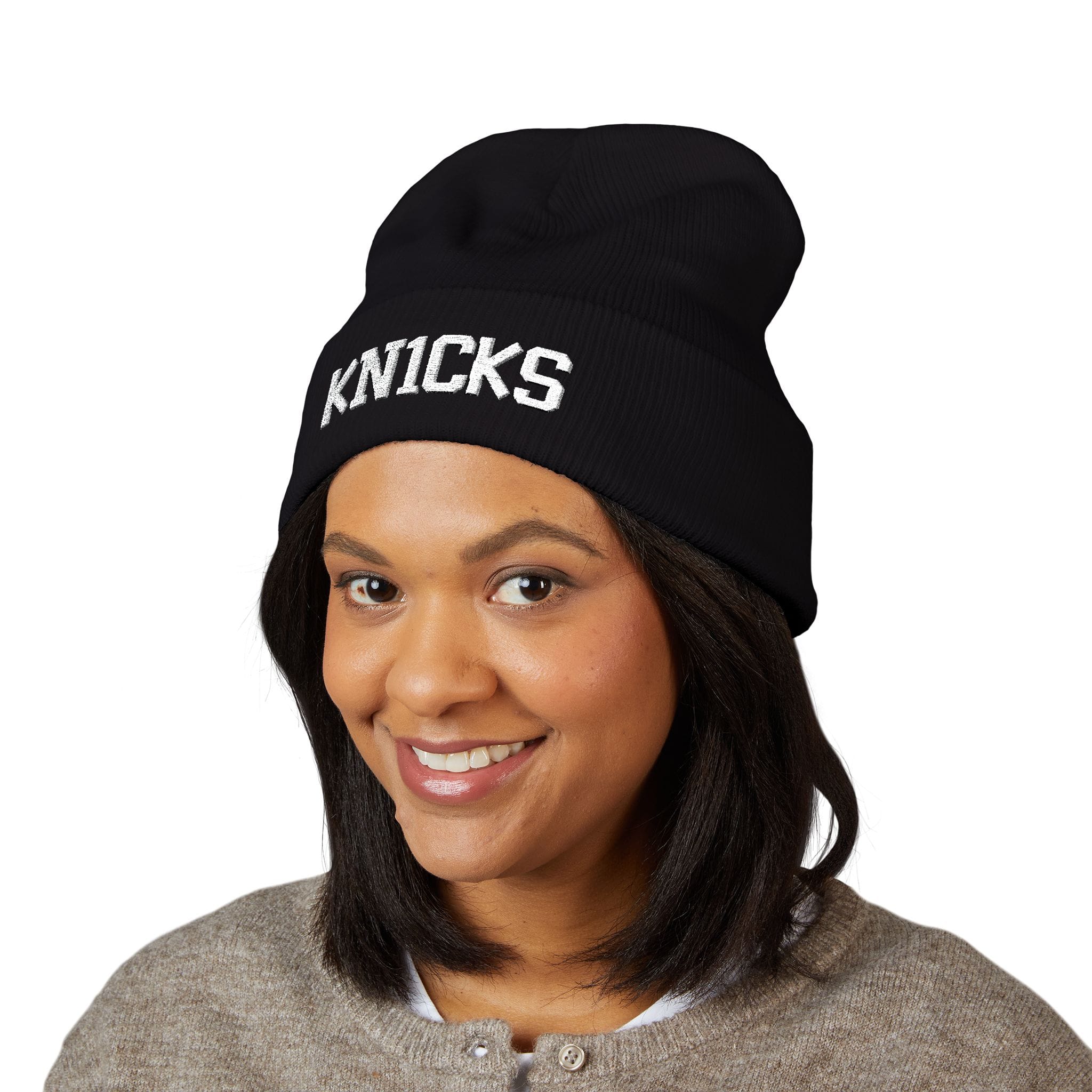 Kn1cks Embroidered Cuffed Beanie - NY Basketball Knit Streetwear - Image 3